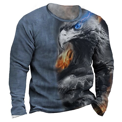 

Men's Unisex Sweatshirt Pullover Graphic Prints Eagle Animal Print Daily Sports 3D Print Casual Vintage Hoodies Sweatshirts Blue