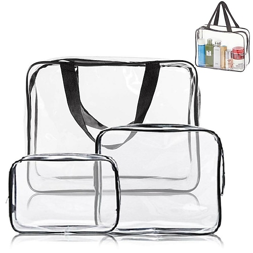 PACKISM Clear Toiletry Bag - 3 Pack TSA Approved Toiletry Bag