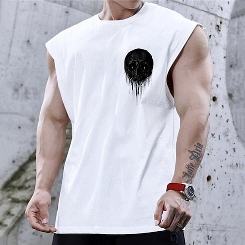 

Men's Unisex T shirt Hot Stamping Graphic Prints Skull Crew Neck Street Daily Print Cap Sleeve Tops Casual Designer Big and Tall Sports White / Summer