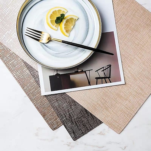 

Placemat for Dining Table,PVC Placemat Table Mats Non-Slip Woven Crossweave Heat-Resistant Anti-Skid Washable Durable Waterproof