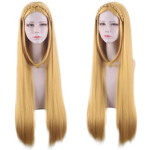

The Legend of Zelda Zelda Cosplay Wigs Women's Asymmetrical Braid 31 inch Heat Resistant Fiber Plaited Natural Straight Yellow Teen Adults' Anime Wig