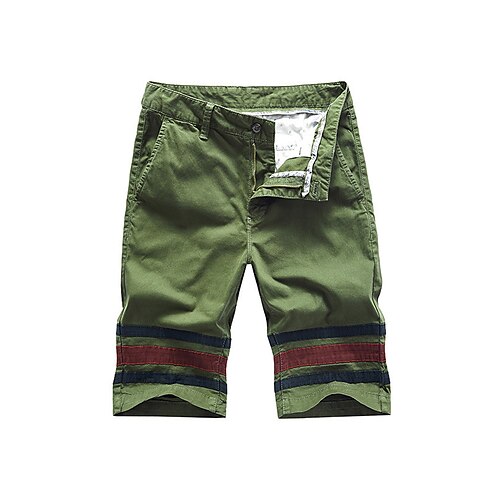 

Men's Classic Style Fashion Shorts Cargo Shorts Pocket Patchwork Knee Length Pants Casual Daily Stripe Cotton Blend Comfort Breathable Mid Waist ArmyGreen Dark Blue Red 32 33 34 36 38