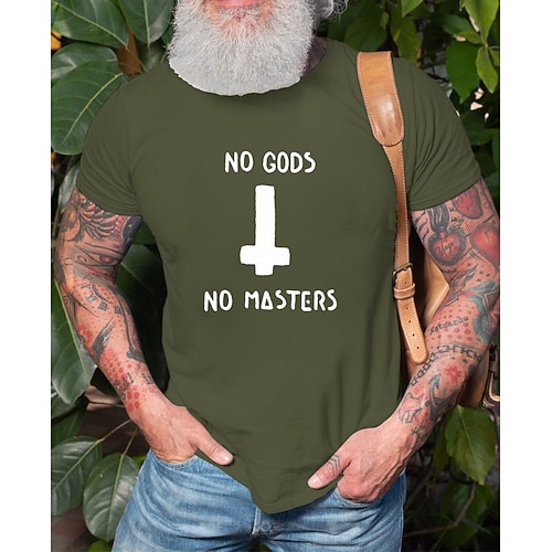 

Men's T shirt Hot Stamping Cross Letter Round Neck Casual Daily Print Short Sleeve Tops Simple Basic Blue Black Gray