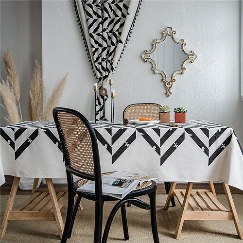 

Farmhouse Style Pastoral Tablecloth Cotton Linen Fabric Table Cloth,Washable Table Cover Dust-Proof Wrinkle Resistant for Restaurant, Picnic, Indoor and Outdoor Dining