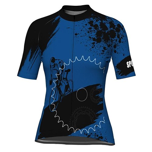 

21Grams Women's Short Sleeve Cycling Jersey Blue Gear Bike Top Mountain Bike MTB Road Bike Cycling Spandex Polyester Breathable Quick Dry Moisture Wicking Sports Clothing Apparel / Athleisure