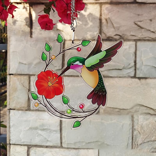 

Hummingbird Pendant Owl Pendant Sun Catcher Acrylic Painted Window Decoration Hanging Crafts