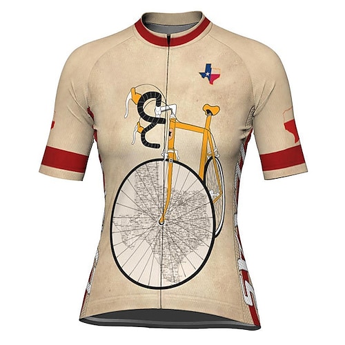 

21Grams Women's Short Sleeve Cycling Jersey Graphic Bike Top Mountain Bike MTB Road Bike Cycling Khaki Spandex Polyester Breathable Quick Dry Moisture Wicking Sports Clothing Apparel / Athleisure