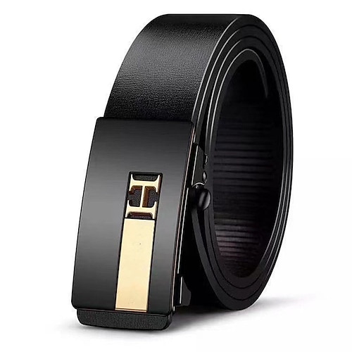 

Men's Dress Belt Ratchet Belt Casual Belt Box Buckle Faux Leather Fashion Business Formal Dark Gray Black Wedding Work Daily