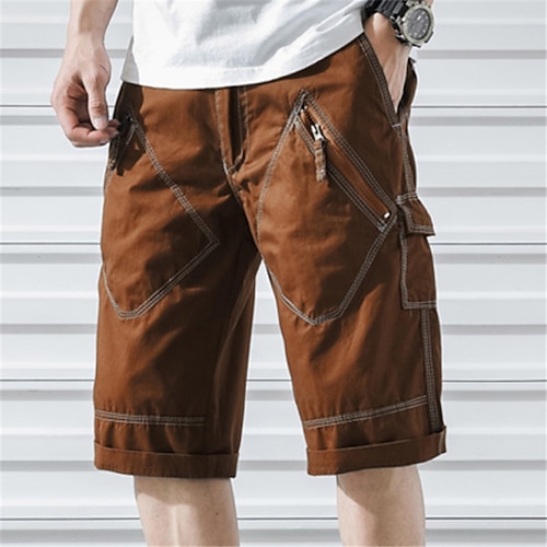 

Men's Classic Style Chic Modern Tactical Cargo Work Shorts Zipper Multiple Pockets Short Pants Sports Outdoor Casual Solid Color Cotton Blend Breathable Soft Mid Waist Blue Black Gray Army Green