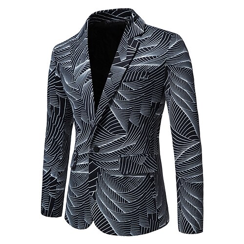 

Men's Casual Blazer Regular Regular Fit Print White Black Navy Blue 2022 / Winter