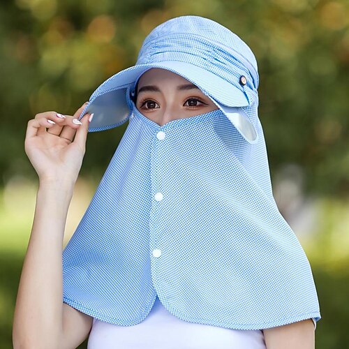 

Women's Sun Hat Hiking Hat Summer Outdoor with Neck Face Flap Cover Sunscreen UV Protection Quick Dry Hat Light Blue Navy Back for Fishing Climbing Camping / Hiking / Caving