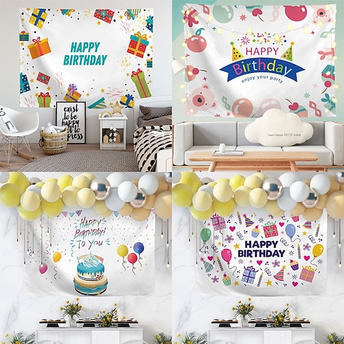 

Happy Birthday Wall Tapestry Art Decor Blanket Curtain Hanging Home Bedroom Living Room Decoration Polyester