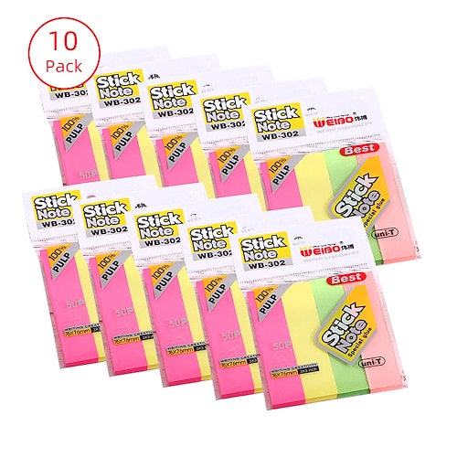 

10 pcs Sticky Notes 33 inch Colorful Paper Cute Self-adhesive Kawaii Post It Notes for School Office Student