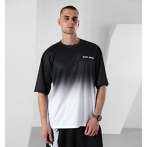 

Men's Running Shirt Crew Neck Color Gradient Sport Athleisure Tee Tshirt Shirt Short Sleeve Breathable Moisture Wicking Soft Fitness Running Walking Jogging Exercise Athletic Athleisure Activewear