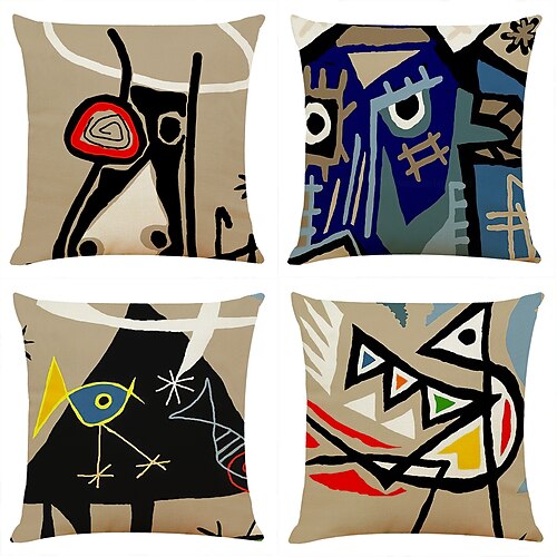 

Abstract Double Side Cushion Cover 4PC Soft Decorative Square Throw Pillow Cover Cushion Case Pillowcase for Bedroom Livingroom Superior Quality Machine Washable Indoor Cushion for Sofa Couch Bed Chair