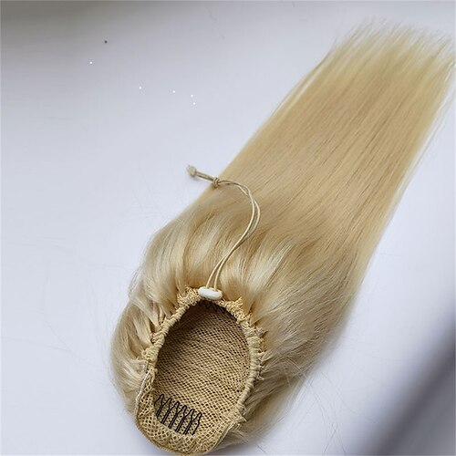 

613 Blonde Human Hair Drawstring Ponytail For Black Women 8A Brazilian Virgin Straight 95-100g Clip In Ponytail Extension One Piece Human Hair Pieces For Black Women
