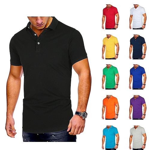 

Men's Collar Polo Shirt Golf Shirt Solid Color Turndown Green Blue Yellow Orange Red Casual Daily Short Sleeve Button-Down Clothing Apparel Sports Fashion Lightweight Big and Tall / Summer / Summer