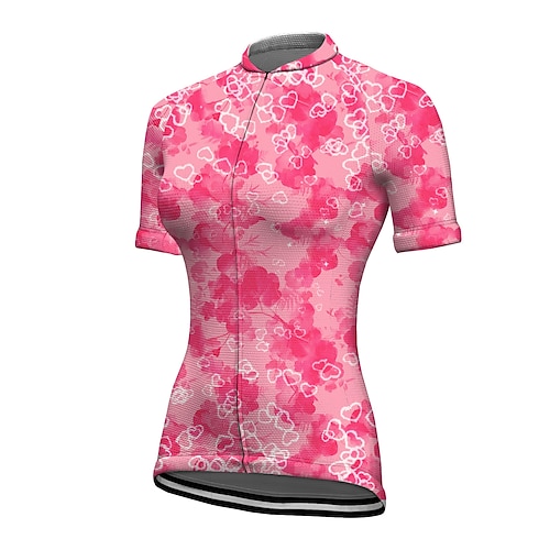 

21Grams Women's Short Sleeve Cycling Jersey Summer Spandex Pink Heart Floral Botanical Bike Top Mountain Bike MTB Road Bike Cycling Quick Dry Moisture Wicking Sports Clothing Apparel / Stretchy