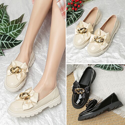 

Girls' Loafers Slip-Ons Casual PU School Shoes Big Kids(7years ) Daily Black Beige Fall Summer