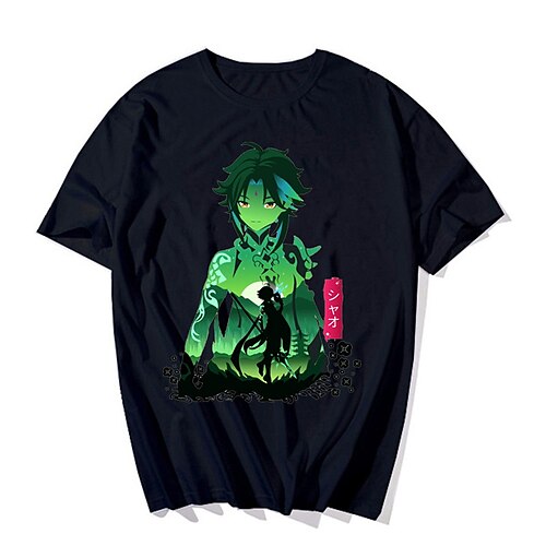 

Inspired by Genshin Impact Xiao T-shirt Cartoon 100% Polyester Anime Harajuku Graphic Kawaii T-shirt For Men's / Women's / Couple's