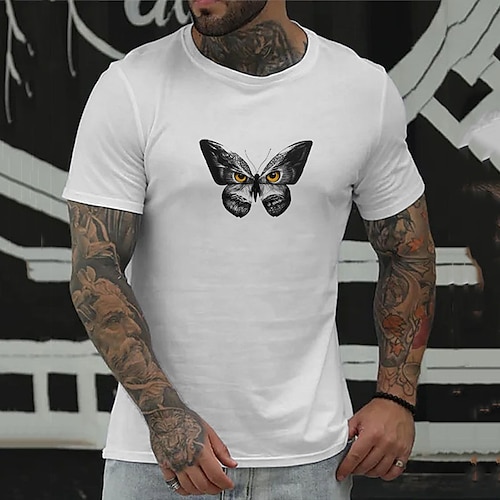 

Men's Unisex T shirt Hot Stamping Butterfly Graphic Prints Crew Neck Street Daily Print Short Sleeve Tops Casual Designer Big and Tall Sports White Royal Blue
