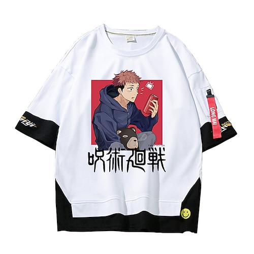 

Inspired by Jujutsu Kaisen Yuji Itadori T-shirt Cartoon Manga Anime Fake two piece Harajuku Street Style T-shirt For Men's Women's Unisex Adults' Hot Stamping 100% Polyester