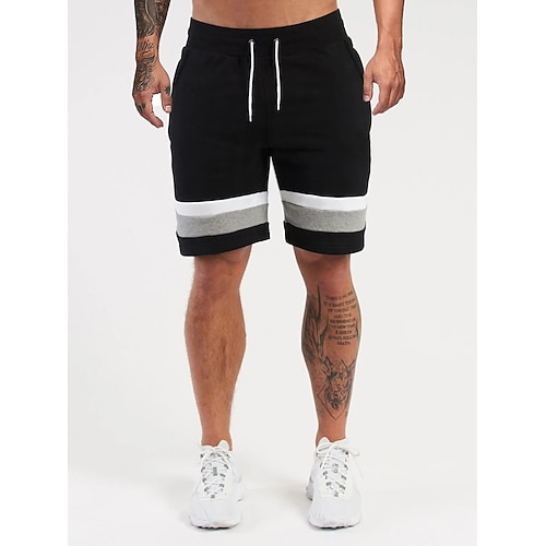 

Men's Simple Shorts Pants Solid Color Mid Waist Black S M L XL