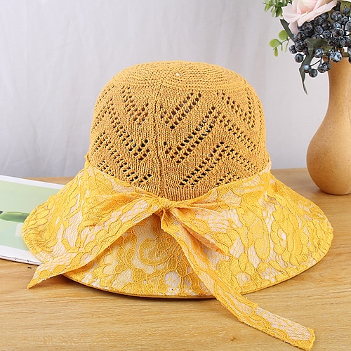 

Vintage Style Elegant Acrylic / Cotton / Straw Kentucky Derby Hat / Hats with Bowknot / Lace / Split Joint 1 PC Casual / Holiday Headpiece