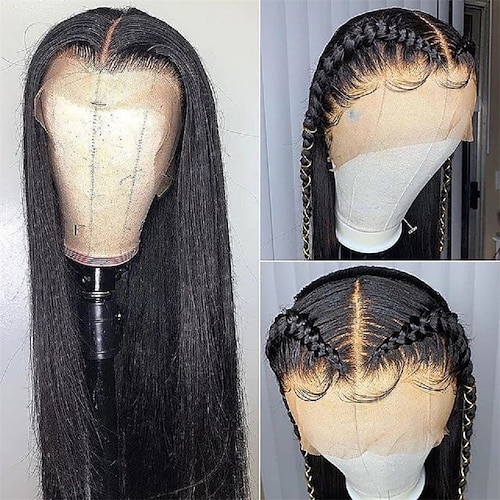 

134 /44 Lace Front Human Hair Wigs With Baby Hair 150%/180% Density Straight 4x4 Lace Closure WigBrazilian Hair Lace Frontal Wig For Black Women