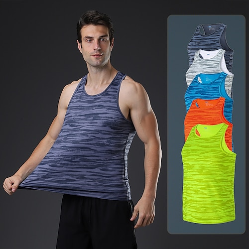 

Men's Tank Top Vest Camo / Camouflage Crew Neck Casual Daily Sleeveless Tops Lightweight Fashion Big and Tall Sports Green White Blue / Summer / Summer