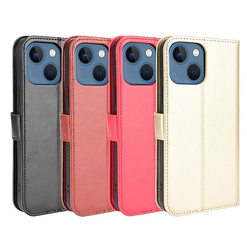 

Phone Case For Apple Wallet Card iPhone 13 Pro Max 12 Mini 11 X XR XS Max 8 7 Shockproof with Wrist Strap Card Holder Slots Solid Colored PU Leather