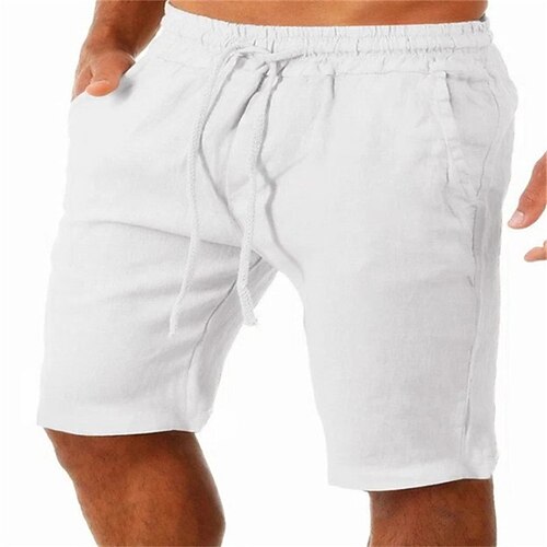 

Men's Shorts Straight Elastic Drawstring Design Straight Leg Solid Color Comfort Breathable Knee Length Daily Streetwear Cotton Blend Sports Fashion Green Black