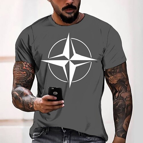 

Men's Tee T shirt 3D Print Graphic Round Neck Casual Daily 3D Print Short Sleeve Tops Fashion Designer Cool Comfortable Green Blue Gray