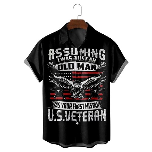 

Men's Shirt 3D Print Graphic Prints Turndown Casual Daily Short Sleeve Tops Casual Hawaiian Black / White