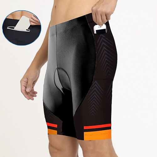 

21Grams Men's Bike Shorts Cycling Shorts Bike Padded Shorts / Chamois Bottoms Mountain Bike MTB Road Bike Cycling Sports Stripes 3D Pad Cycling Breathable Moisture Wicking Orange Polyester Spandex