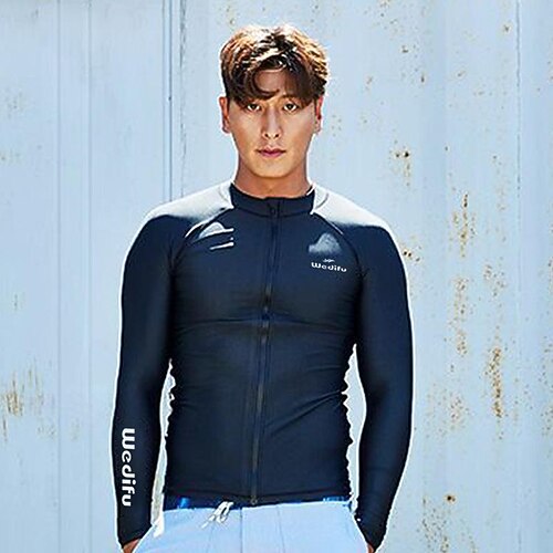 

Men's Rash Guard UPF50 Breathable Quick Dry Long Sleeve Sun Shirt Swim Shirt Front Zip Swimming Surfing Beach Water Sports Solid Colored Spring Summer / Lightweight