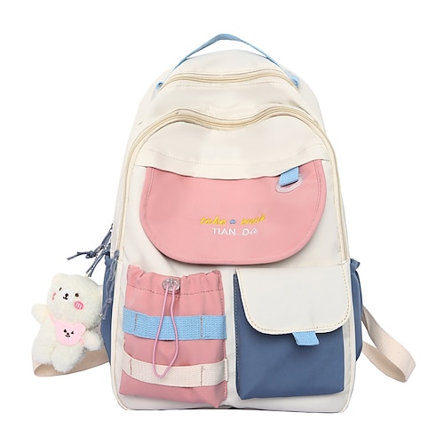 

Per donna bambini Zaino per la scuola Giornaliero Color Block Tela Traspirante Cerniera Nero Bianco Rosa