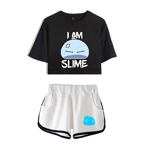 

Inspired by That Time I Got Reincarnated as a Slime Cosplay Outfits Crop Top 100% Polyester Anime Harajuku Graphic Shorts For Women's