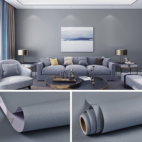 

Self Adhesive PVC Waterproof Oil-Proof Fashion Solid color Wallpaper Contact Paper Wall Bathroom Kitchen Furniture Renovation Wall Sticker 30060cm