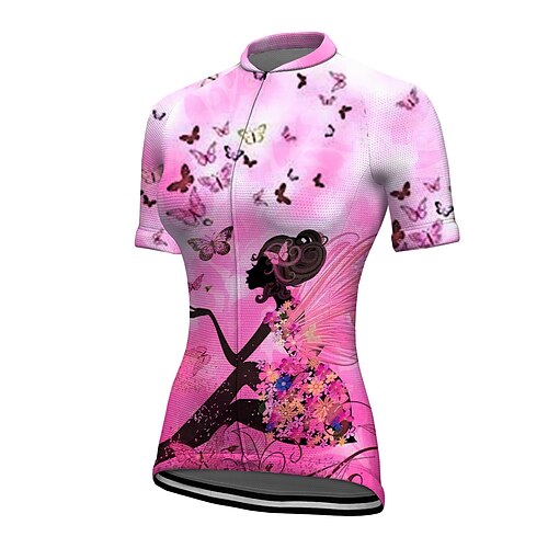 

21Grams Women's Short Sleeve Cycling Jersey Summer Spandex Pink Butterfly Bike Top Mountain Bike MTB Road Bike Cycling Quick Dry Moisture Wicking Sports Clothing Apparel / Stretchy / Athleisure