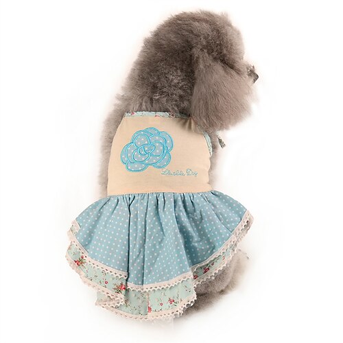 

Flower Lace Dog Dress Cat Princess Suspender Costume Puppy Tutu Floral&Bow Clothes Puppy Embroidery Skirt for Cats Teddy Dog Small Medium Dogs