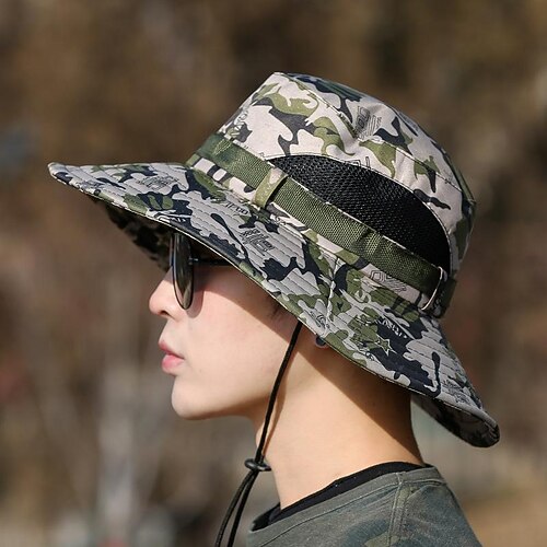 

Men's Women's Sun Hat Fishing Hat Hiking Hat Boonie hat Wide Brim Summer Outdoor UV Sun Protection Sunscreen UV Protection Breathable Hat Camouflage Army green camouflage Army Green Digital Khaki