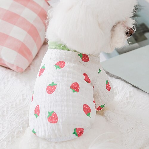 

Cachorros Gatos Camiseta Morango Fruta Moda Estilo bonito Esportes Casual / Diário Roupas para Cães Roupas de cachorro Roupas de cachorro Macio Branco Ocasiões Especiais para menina e menino cachorro