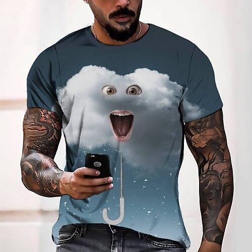 

Men's Tee T shirt 3D Print Graphic Round Neck Casual Daily 3D Print Short Sleeve Tops Fashion Designer Cool Comfortable Gray