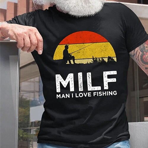 

Men's T shirt Hot Stamping Cartoon Graphic Letter Crew Neck Street Casual Print Short Sleeve Tops Basic Fashion Classic Comfortable Black Dark Gray Navy Blue