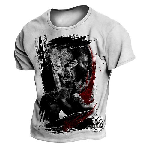 

Men's Unisex T shirt 3D Print Graphic Portrait Crew Neck Street Daily Print Short Sleeve Tops Casual Designer Big and Tall Sports Gray