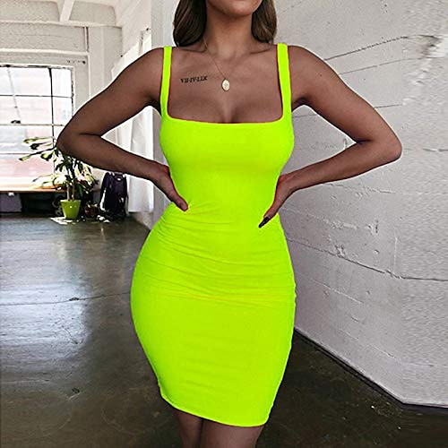 

abito con cinturino da donna mini abito verde fluorescente nero rosso senza maniche colore puro primavera estate sexy 2023 s m l xl
