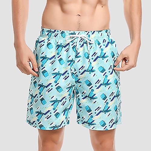 

Homme Short de bain Short de Bain Natation Séchage rapide Poids Léger Short de bain Maillot de bain Avec poches Doublure en maille Cordon Natation Surf Plage Sports nautiques Imprimé Eté / Elastique