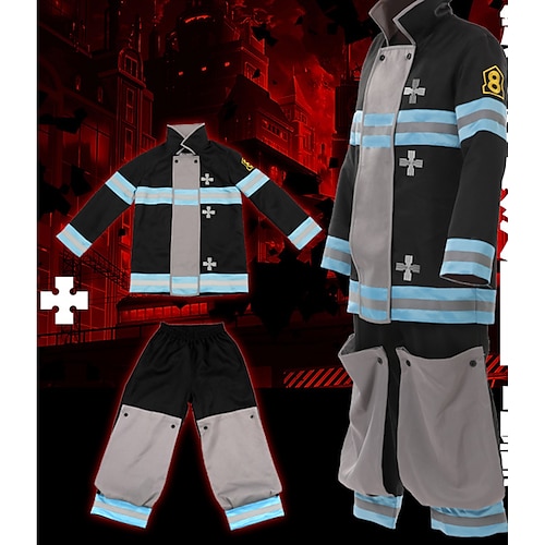 

Inspired by Fire Force Shinra Kusakabe Anime Cosplay Costumes Japanese Cosplay Suits Long Sleeve Coat Pants Waist Belt For Men's