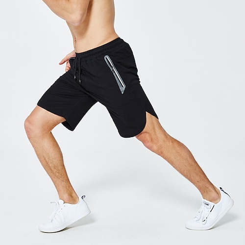 

Men's Running Shorts Athletic Shorts Drawstring Zipper Pocket Shorts Athletic Athleisure Cotton Breathable Quick Dry Soft Fitness Gym Workout Running Sportswear Activewear Solid Colored Black Blue